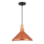 Lámpara Colgante Moderna Dorada con Detalles en Madera | Cable Ajustable 1.2 m | Base E27 | 61030