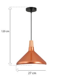 Lámpara Colgante Moderna Dorada con Detalles en Madera | Cable Ajustable 1.2 m | Base E27 | 61030 - Imagen 2