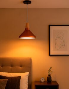 Lámpara Colgante Moderna Dorada con Detalles en Madera | Cable Ajustable 1.2 m | Base E27 | 61030 - Imagen 3