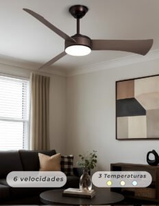 Ventilador de Techo con Luz 3 Aspas 6 Velocidades | 33W | 130 cm | 3 Tonos de Luz | 63070 - Imagen 8