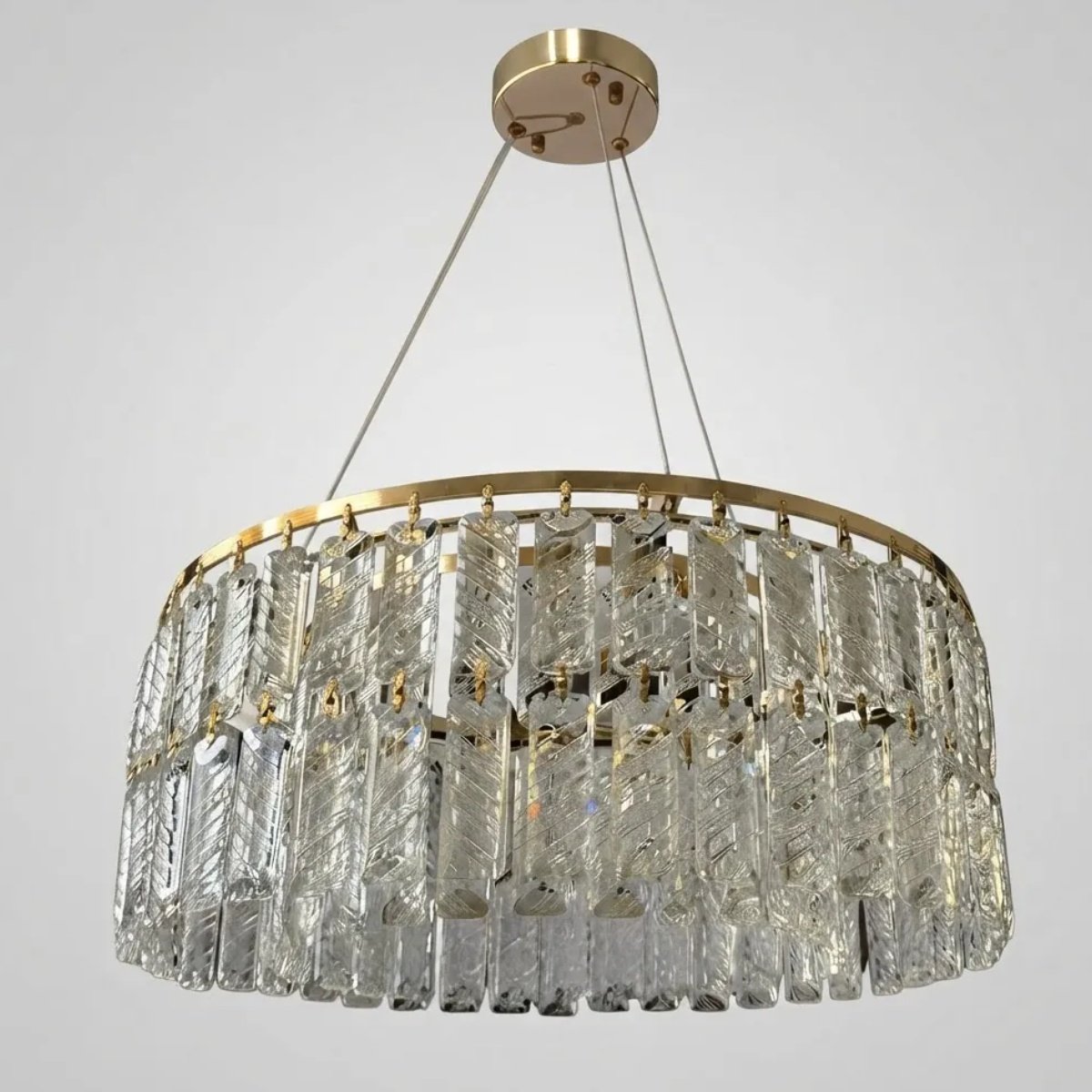 8435388613580 Candelabro De Techo Cristal Dorado Cityluz 3temperaturas Luz - Imagen 1