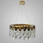 Lámpara De Techo Led Circular Cristal Dorado Cityluz 3 Luces